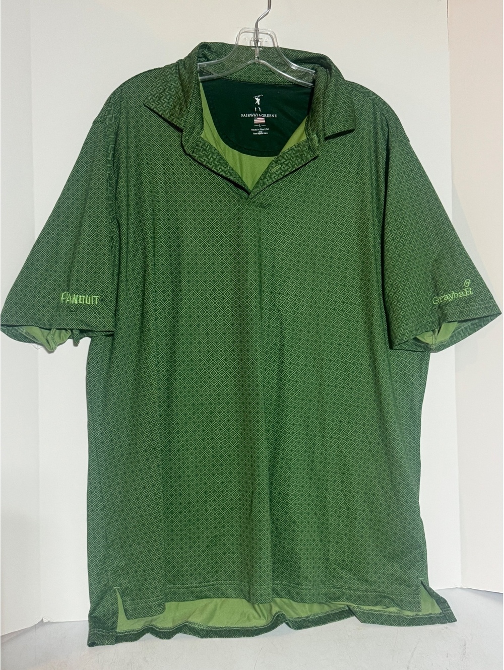 Fairway & Greene Large green geometric polo w/company logos